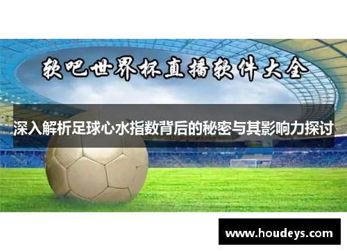 深入解析足球心水指数背后的秘密与其影响力探讨